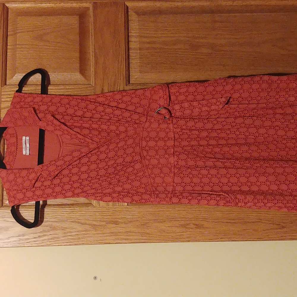 Anthropologie Rust Orange Cotton Midi Dress